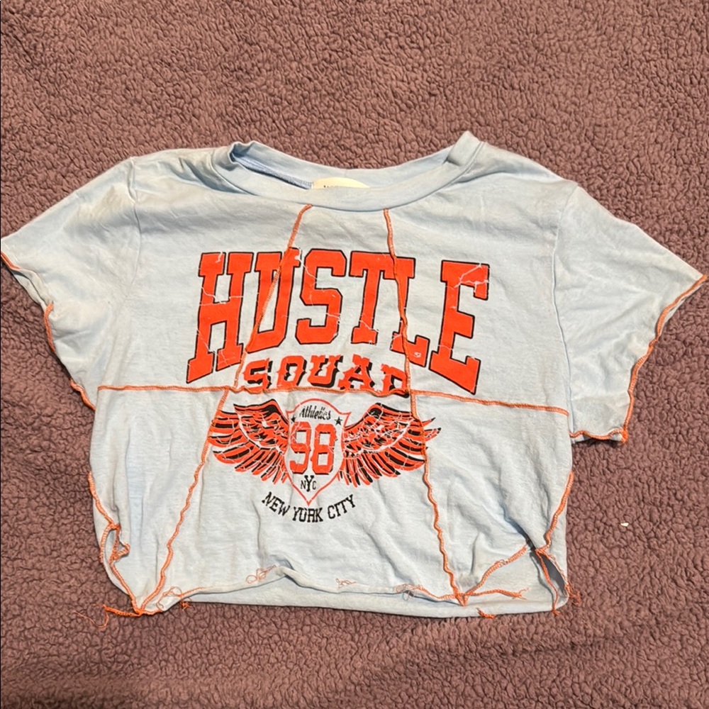 January 7 Blue and Orange Crop Top